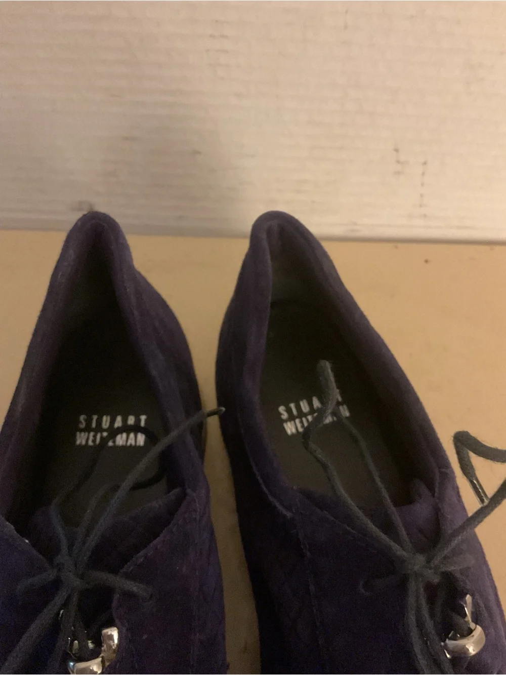 Stuart Weitzman women deep purple suede quilted platform sneakers US 9.5